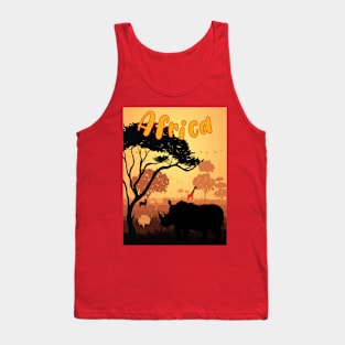 Rhino Giraffe in Africa Safari Tank Top